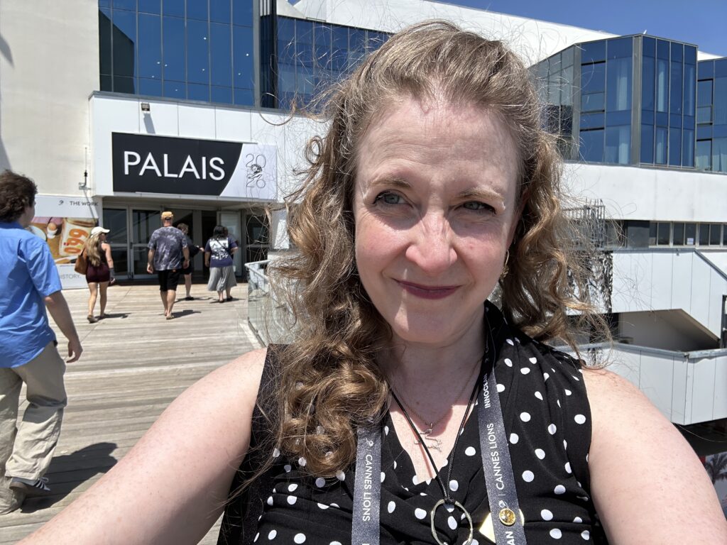 A selfie in front of the Palais between deliberations.